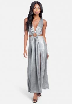 JUMP Ring Detail Sparkle Knit Cut Out Maxi Clothing