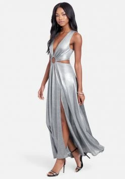 JUMP Ring Detail Sparkle Knit Cut Out Maxi Clothing