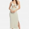 JUMP Tie Front Rib Knit Midi Dress Clothing