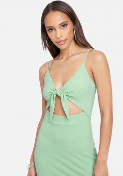 JUMP Clothing Tie Front Rib Knit Midi Dress 8 JUMP Clothing Tie Front Rib Knit Midi Dress