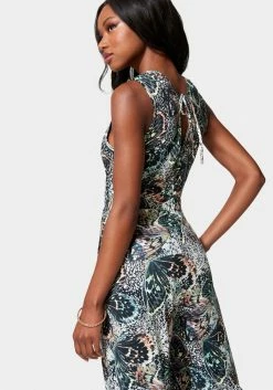 Night Out Printed Plunge Neck Jumpsuit