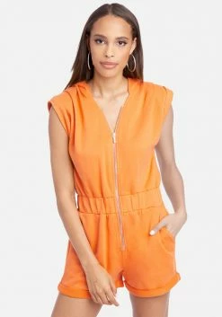 JUMP Clothing Sleeveless Bold Shoulder Hoodie Romper