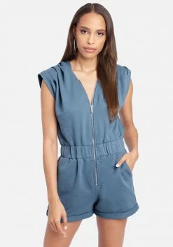 JUMP Clothing Sleeveless Bold Shoulder Hoodie Romper