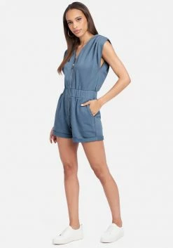 JUMP Clothing Sleeveless Bold Shoulder Hoodie Romper