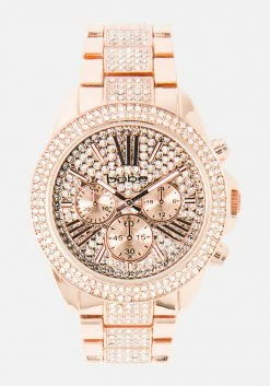 ACCUTIME Crystal Link Bracelet Triple Side Push Watch Bridal