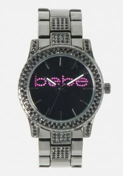 ACCUTIME Crystal Bezel & Link Bracelete Bebe Logo Watch Sale