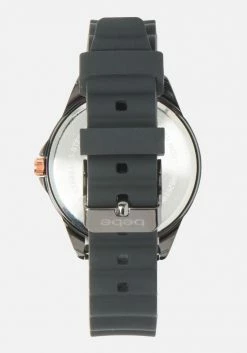 ACCUTIME Black & Crystal Dial Silicone Strap Watch