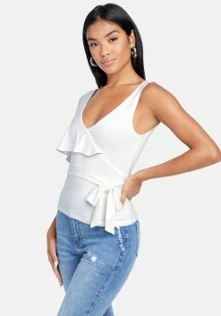 TC Best Sellers Flutter Sleeve Tie Waist Top