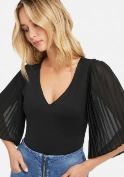 TC Best Sellers Pleated Chiffon Flutter Sleeve Top 8 TC Best Sellers Pleated Chiffon Flutter Sleeve Top