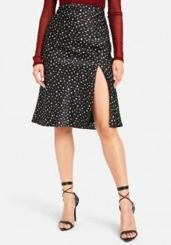 TC Print Shop Satin Mini Petal Midi Skirt