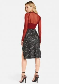 TC Print Shop Satin Mini Petal Midi Skirt