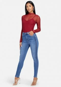 TC High Waist Skinny Side Tucking Ankle Jean