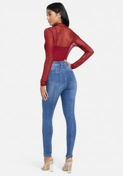 TC High Waist Skinny Side Tucking Ankle Jean
