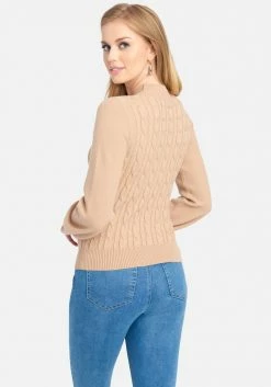 TC Chain Detail Mock Neck Cable Sweater