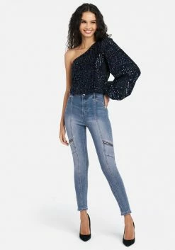 Denim High Waist Multi Stitch Skinny Jeans