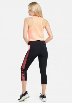 ONE STEP UP BOL Logo Bebe Sport Net Mesh Capri Legging