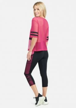 ONE STEP UP BOL Bebe Sport Net Mesh Capri Legging Logo