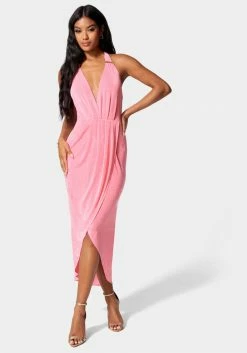 JUMP Slinky Asymmetrical Halter Neck Dress Night Out