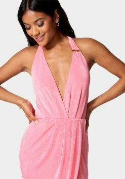 JUMP Slinky Asymmetrical Halter Neck Dress Night Out