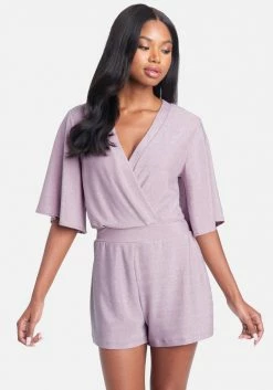 JUMP Clothing Flutter Sleeve Metallic Romper