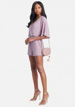 JUMP Clothing Flutter Sleeve Metallic Romper