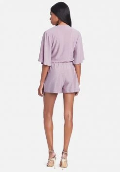 JUMP Clothing Flutter Sleeve Metallic Romper