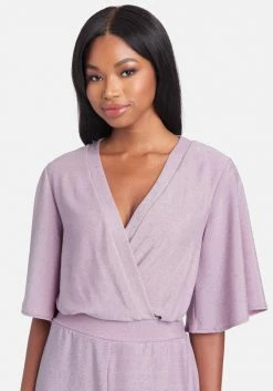 JUMP Clothing Flutter Sleeve Metallic Romper