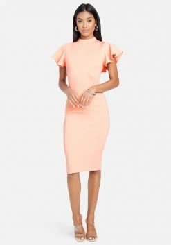 JUMP Flutter Mock Neck Knit Dress Clothing