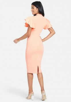 JUMP Flutter Mock Neck Knit Dress Clothing