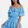 JUMP Printed Tiered Off Shoulder Dress