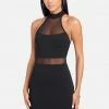 JUMP Clothing Illusion Mesh Cut Out Mini Halter Dress