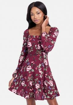 JUMP Square Neck Flare Dress Print Shop