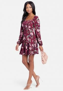 JUMP Square Neck Flare Dress Print Shop