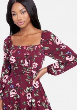 JUMP Square Neck Flare Dress Print Shop