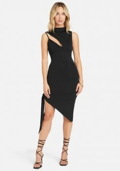 JUMP New Asymmetrical Hem Slinky Midi Dress