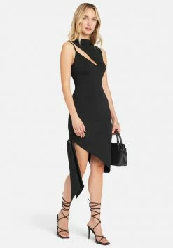 JUMP New Asymmetrical Hem Slinky Midi Dress