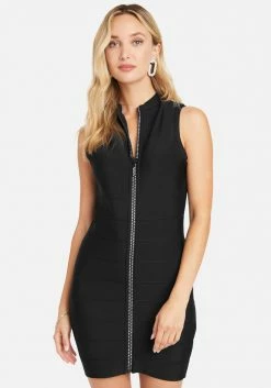 JUMP Crystal Zipper Detail Bandage Dress Bandage Dresses