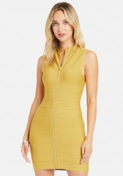 JUMP Crystal Zipper Detail Bandage Dress