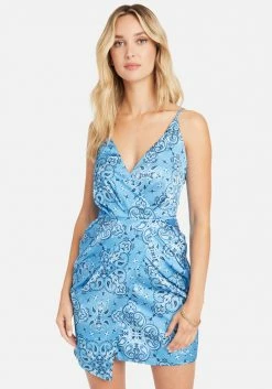 JUMP Printed Surplice Satin Mini Dress Print Shop