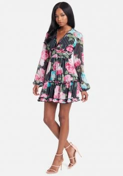 JUMP Print Shop Printed Open Back Flare Dress