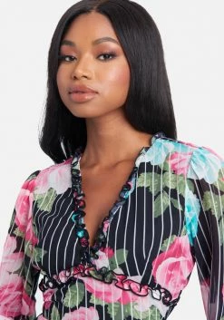 JUMP Print Shop Printed Open Back Flare Dress