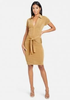 JUMP Clothing Tie Waist Jersey Shirt Dress