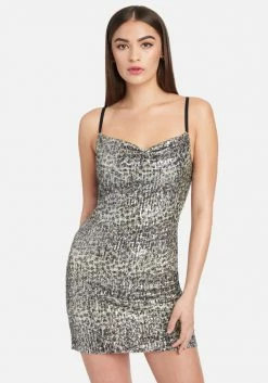 JUMP Animal Cowl Sequin Mini Dress