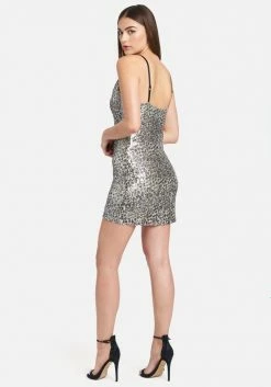 JUMP Animal Cowl Sequin Mini Dress