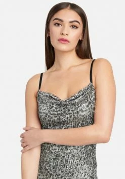 JUMP Animal Cowl Sequin Mini Dress