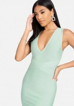 JUMP Bandage Dresses Double V Mini Bandage Dress