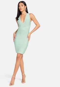 JUMP Bandage Dresses Double V Mini Bandage Dress