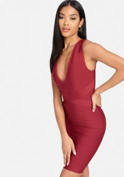 JUMP Double V Mini Bandage Dress