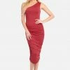 JUMP One Shoulder Solid Midi Dress Clothing