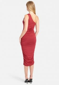 JUMP One Shoulder Solid Midi Dress Clothing